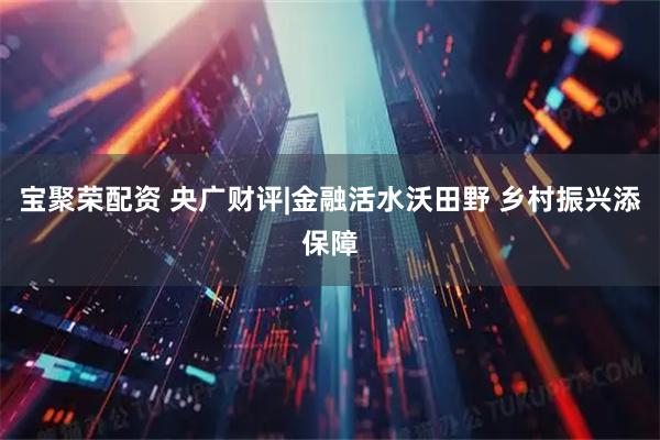 宝聚荣配资 央广财评|金融活水沃田野 乡村振兴添保障